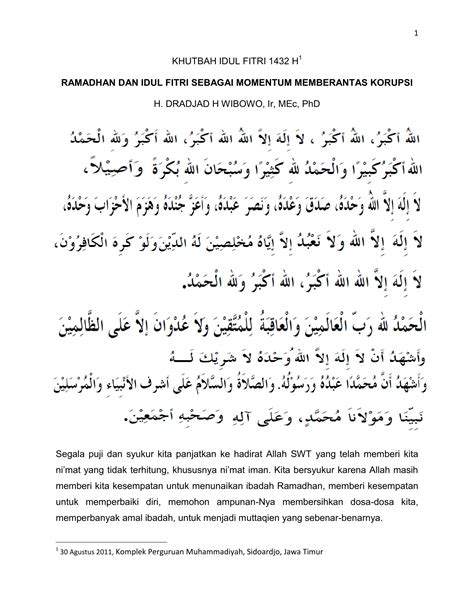 Khutbah Idul Fitri Berapa Kali Ramadhan