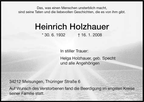 Traueranzeigen Von Heinrich Holzhauer Trauer Hna De