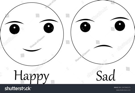 Emoji Happy Sad Face Outline Vector Stock Vector (Royalty Free ...