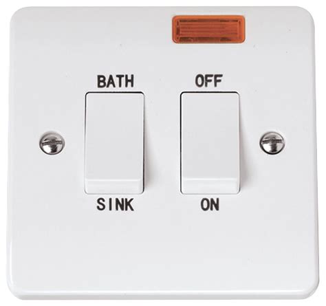 Bath Sink Isolation Control Switch With Neon Gang Double Pole