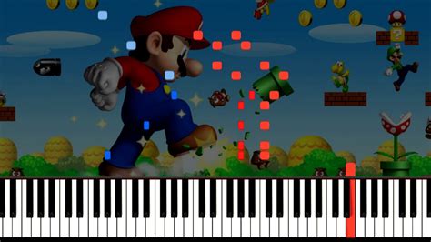 Super Mario On With Sound Effects 8 Bit Piano Synthesia Youtube