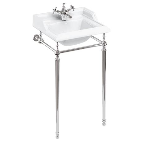 Classic 510mm Basin With Chrome Washstand 1 Tap Hole And Chrome Wash