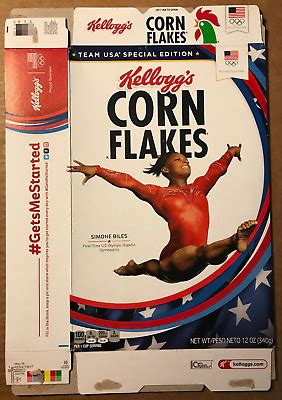 Kellogg S Corn Flakes Simone Biles Team Usa Cereal Box Olympics Flat