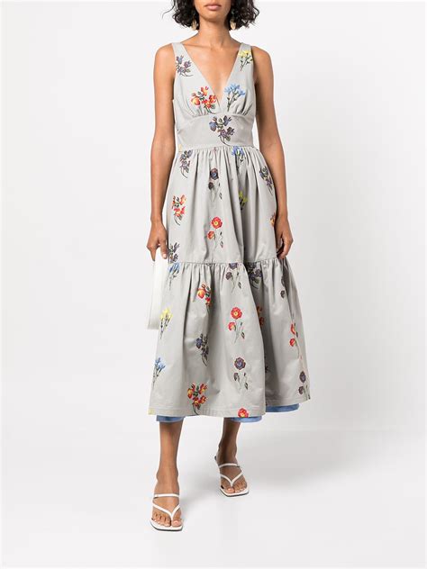 Silvia Tcherassi Dorotea Floral Embroidered Dress Farfetch