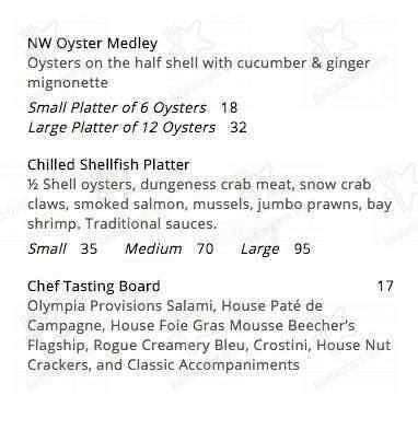 Menu at RingSide Steakhouse, Portland, W Burnside St