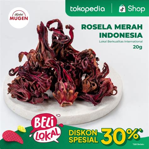 Jual Teh Rosela Merah Kering Dried Red Rosella Hibiscus Tea Kedai Mugen