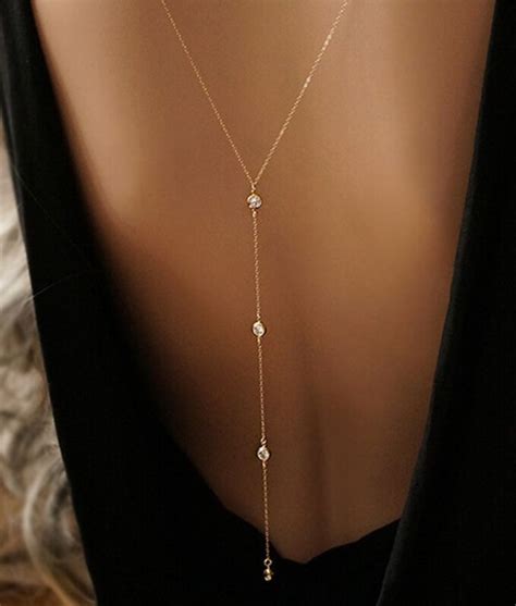 Collier Dos Nu Cristal Back Necklace Wedding Jewelry Luck Necklaces