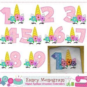 Unicorn Numbers With Flowers Crown Unicorn Birthday Numbers Applique