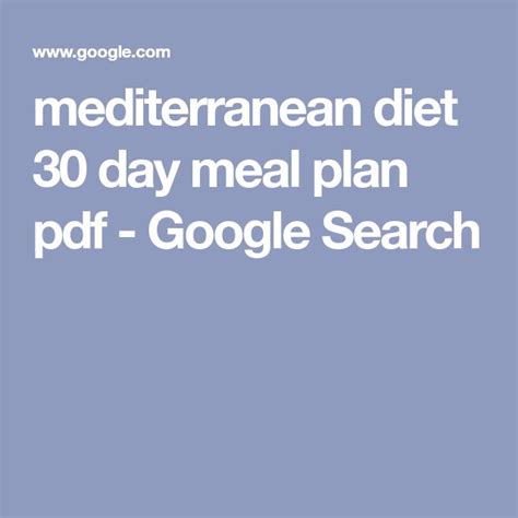 28 Day Mediterranean Diet Meal Plan Printable