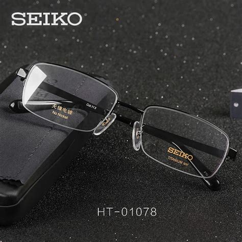 Seiko Optical Eye Glasses Men Semi Rimless Titanium Spectacles Myopia Glass Frame Grade Lenses