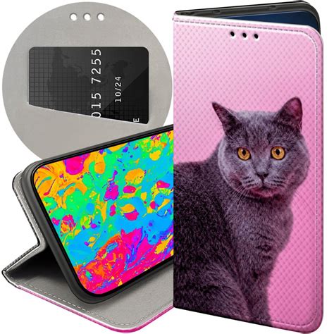 ETUI Z KLAPKĄ DO LG K50 Q60 WZORY KOTY KOTKI KOCIAKI FUTERAŁ