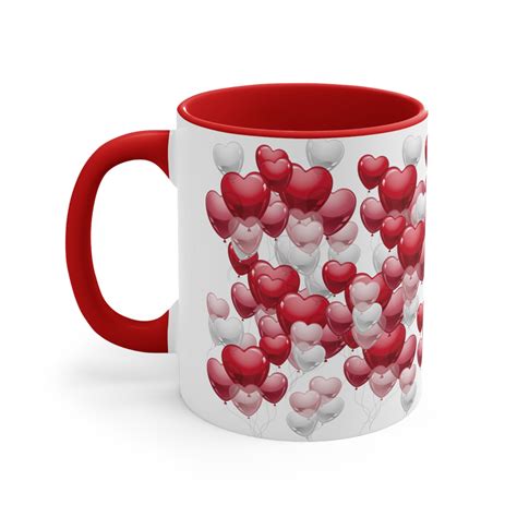 Pink Heart Balloons Mug Coffee Valentine T For Mom Cute Love Mug Romantic T For Her V