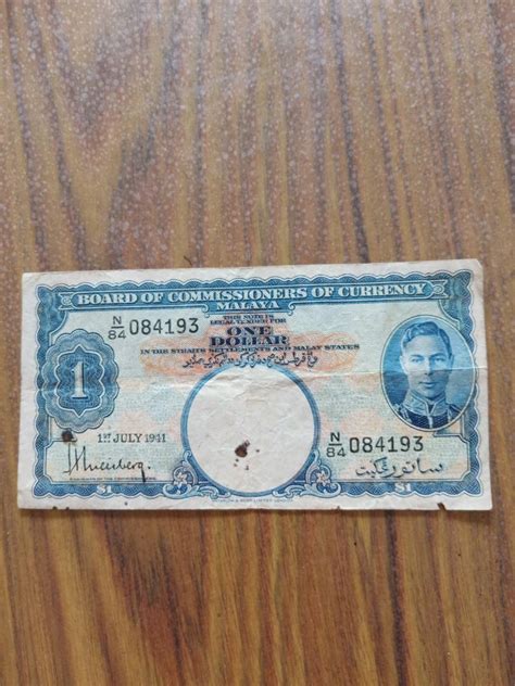 SALE Vintage 1941 Board Of Commissioners Of Currency Malaya 1 One