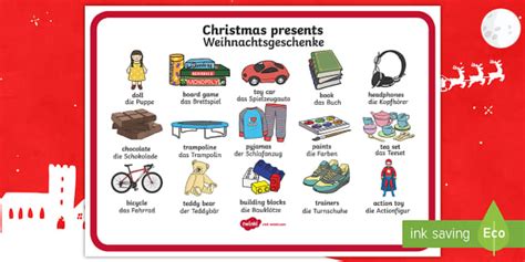 Christmas Presents Word Mat English German Teacher Made