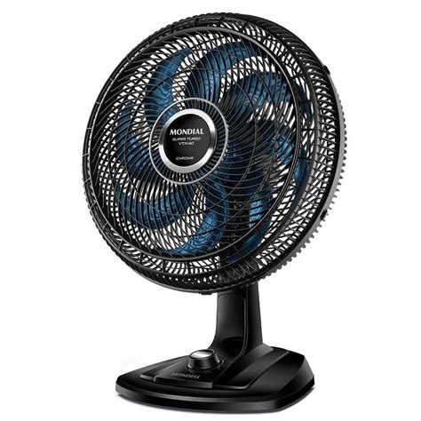 Ventilador De Mesa Mondial Super Turbo VTX 40 CHROME 40cm Preto Azul