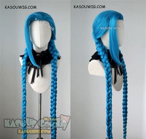 League Of Legends Jinx 120cm Long Blue Twin Braids Cosplay Wig Twin