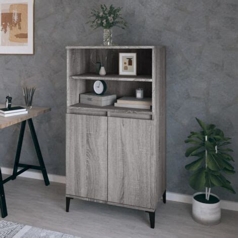 Buffet haut Sonoma gris 60x36x110 cm Bois d ingénierie