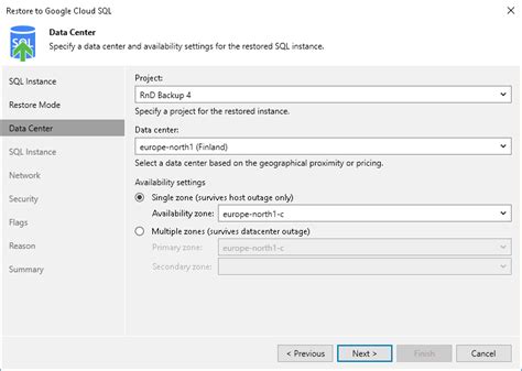 Step 4 Select Project Region And Availability Zone Veeam Backup For