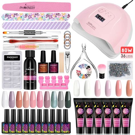 Conjunto de manicure poli prego gel conjunto 80w lâmpada gel construtor