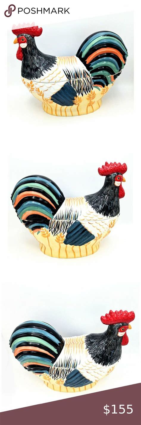 Rare Fitz Floyd Gourmet Homestead Rooster Cookie Jar Tureen X X