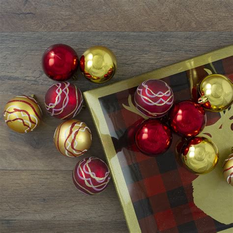 Northlight 12ct Red And Gold Shatterproof Shiny And Matte Christmas