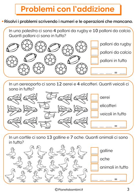 Problemi Illustrati Con L Addizione Per La Classe Prima Pianetabambini It