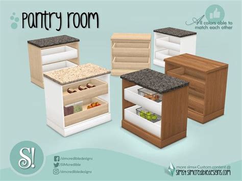 Simcredible S Naturalis Pantry Table Sims Kitchen Sims Cc