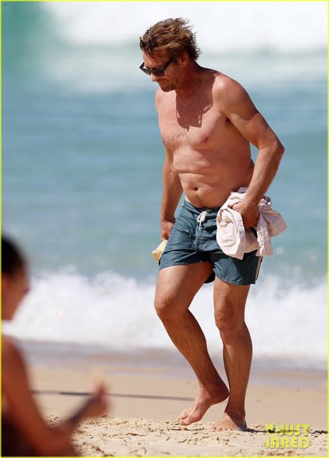 Simon Baker Hits The Beach For Shirtless Beach Day With Son Claude Photo 4970167 Celebrity