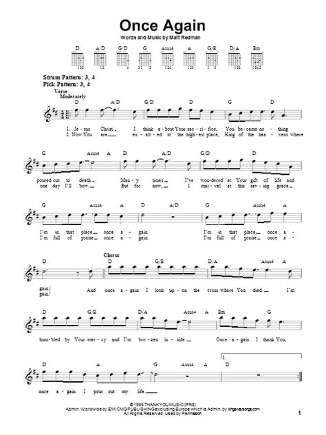 Once Again By Matt Redman Sheet Music For Easy Guitar At Sheet Music Direct