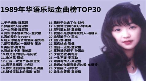 1989年华语乐坛金曲榜top30 陈慧娴 梅艳芳千夕之争 童安格王杰杀疯了 这榜单直接封神！巨星云集首首都会唱！陈百强 陈淑桦 崔健 庾澄庆