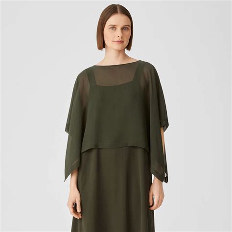 Sheer Silk Georgette Poncho Eileen Fisher