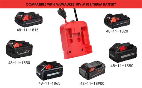 Battery Adapter For Milwaukee 18V M18 Dock Power Connector With Fuse