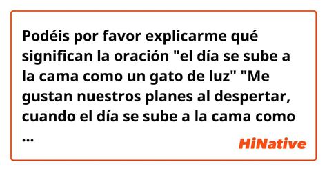 Podéis Por Favor Explicarme Qué Significan La Oración El Día Se Sube A La Cama Como Un Gato De