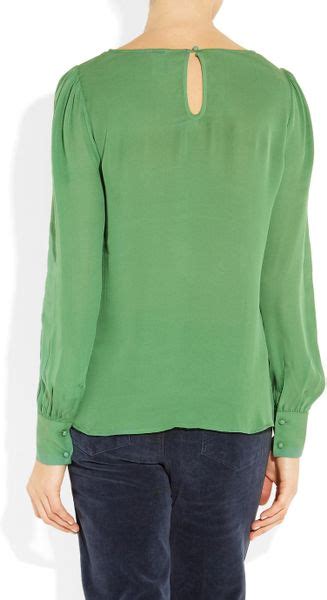 Jcrew Silk Georgette Blouse In Green Lyst