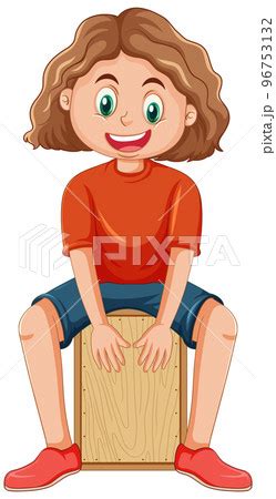 Girl playing cajon drum vectorのイラスト素材 96753132 PIXTA