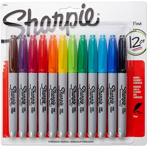 Sharpie Permanent Markers Fine Assorted 12 Ea Pack Of 3 Walmart