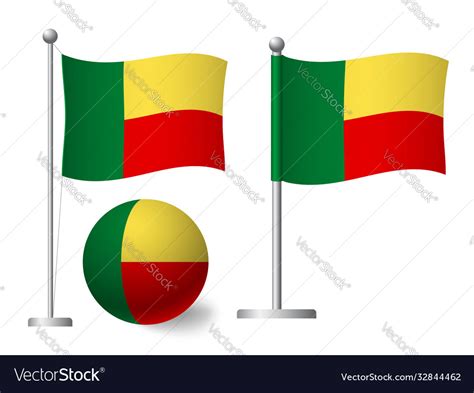 Benin Flag On Pole And Ball Icon Royalty Free Vector Image