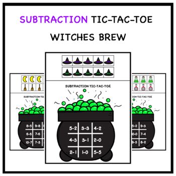 Subtraction Tic Tac Toe Witches Brew By Manataka Cottage Tpt