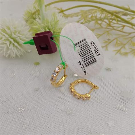 Subang Emas Anting Anting Emas Emas Sadur Zhulian Gold Earrings Viral