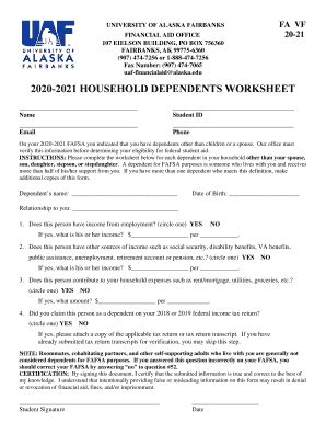 Fillable Online Household Dependents Worksheet Fax Email