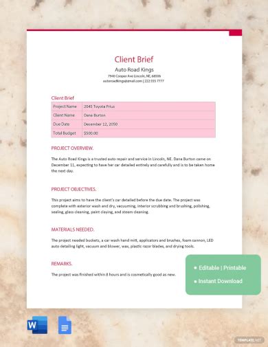 Client Brief 15 Examples Format Tips Pdf