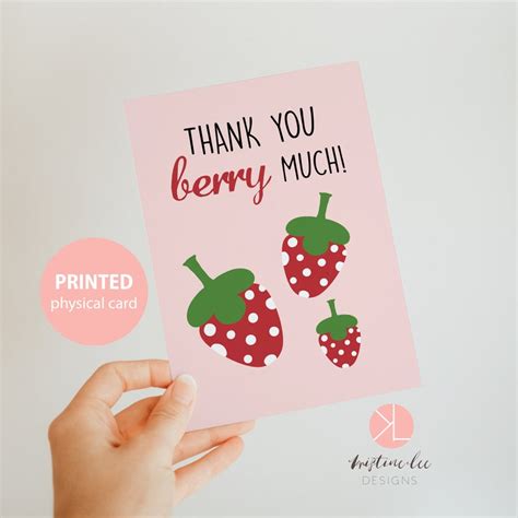 Thank You Berry Much Cute Thank You Card Food Pun Card For Etsy