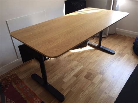 Ikea Bekant Office Desk Oak Veneer And Black Legs X In Angel