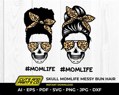 Leopard Mom Svg Black Mom Svg Afro Mom Svg Skull Mon Svgfor Cricut