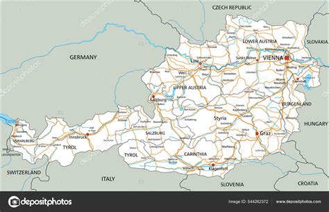 High Detailed Austria Road Map Labeling Stock Vector By ©delpieroo