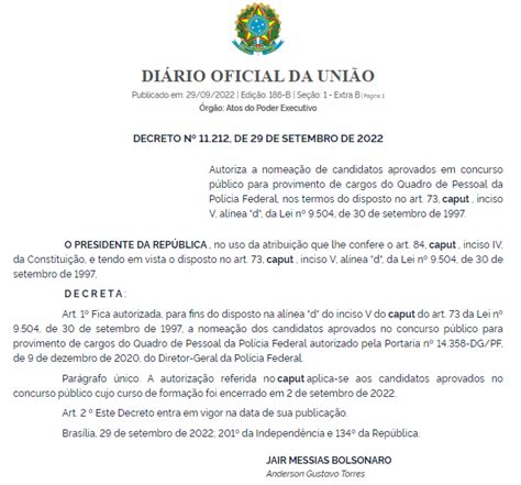 Concurso PF decreto autoriza a nomeação de mais aprovados QC Notícias