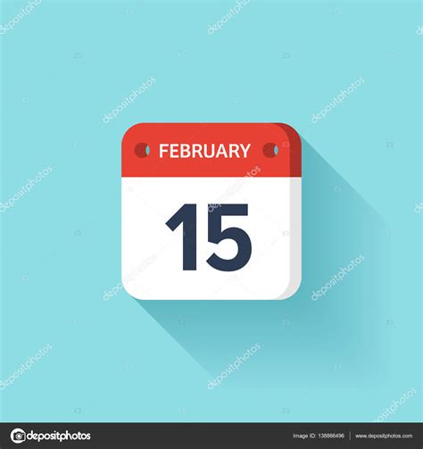 February 15. Isometric Calendar Icon With Shadow.Vector Illustration ...