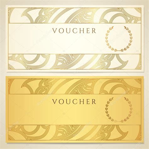 Voucher T Certificate Coupon Template Floral Scroll Pattern