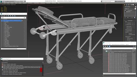 Steel Ambulance Stretcher Hospital Bed Gurney D Model Ds