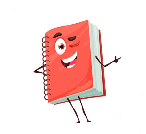 Diario De Vector De Personaje De Cuaderno Rojo Divertido De Dibujos